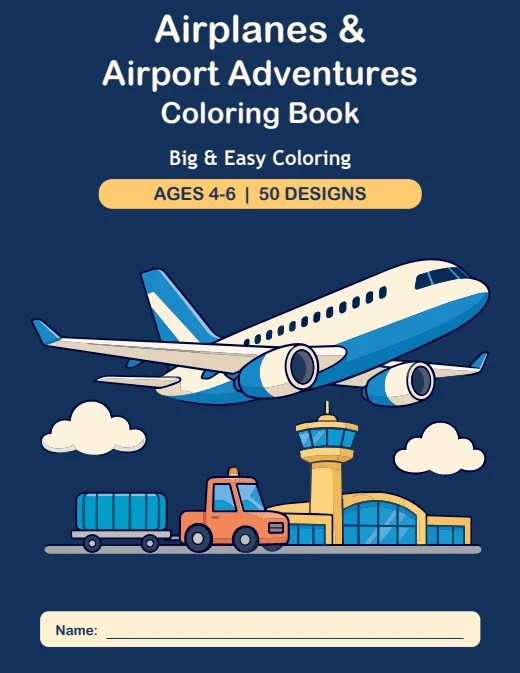 Airplanes & Airport Adventures Coloring Book — book cover