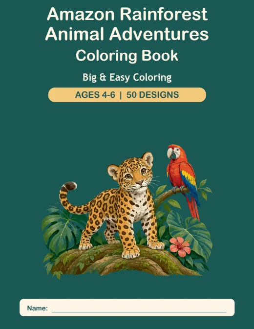 Amazon Rainforest Animal Adventures Coloring Book — book cover