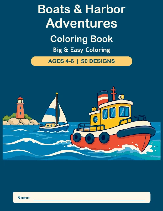 Boats & Harbor Adventures Coloring Book — book cover