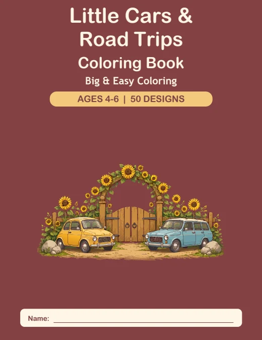 Little Cars & Road Trips Coloring Book — book cover