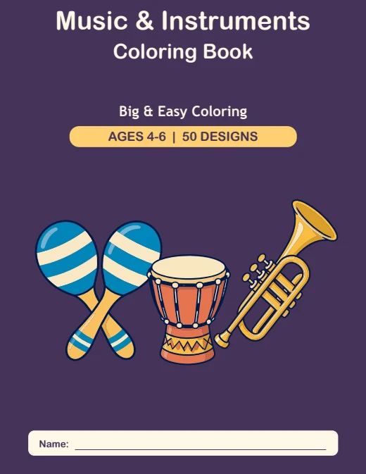 Music & Instruments Coloring Book — book cover