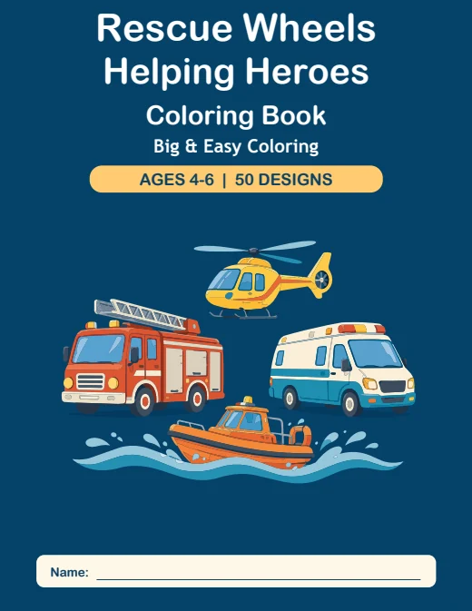 Rescue Wheels Helping Heroes Coloring Book — book cover