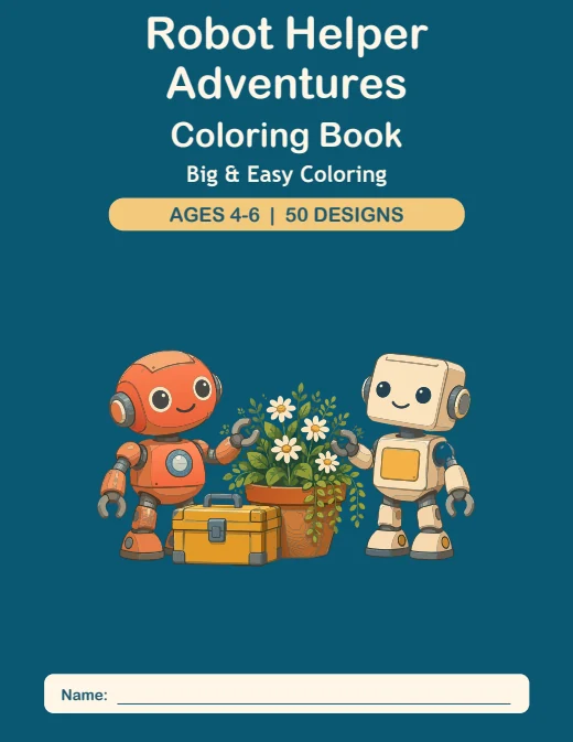 Robot Helper Adventures Coloring Book — book cover